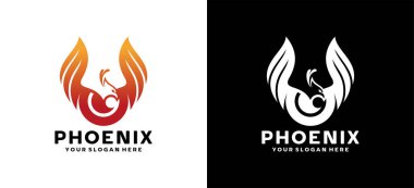 Phoenix Lens Logosu Görüş Yangını Sembolü Yeniden Doğuş Modern Yaratıcı Kimlik