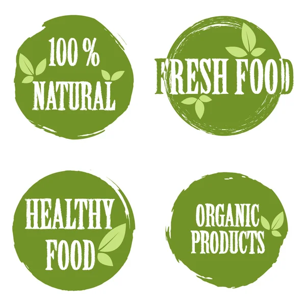 Set of bubbles, stickers, labels, tags with text. Organic food b — Stock Vector