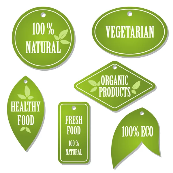 Set of bubbles, stickers, labels, tags with text. Organic food b — Stock Vector
