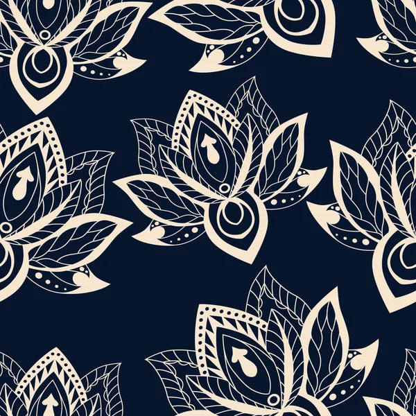 Vektör lotus çiçekleri ile soyut seamless modeli. Soyut ve