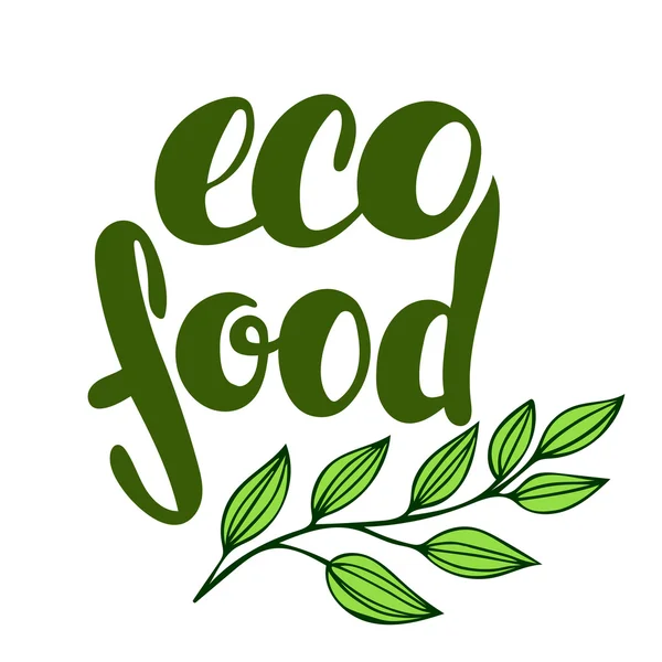 Λογότυπο eco τροφίμων με φύλλα. Το σήμα βιολογικών τροφίμων στο άνυσμα (καλλυντικώ — Διανυσματικό Αρχείο