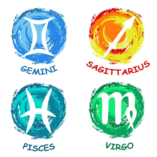 Zodiac signs. Zodiac icons. Set of round zodiac icons .  Leo, aq — Stock Vector