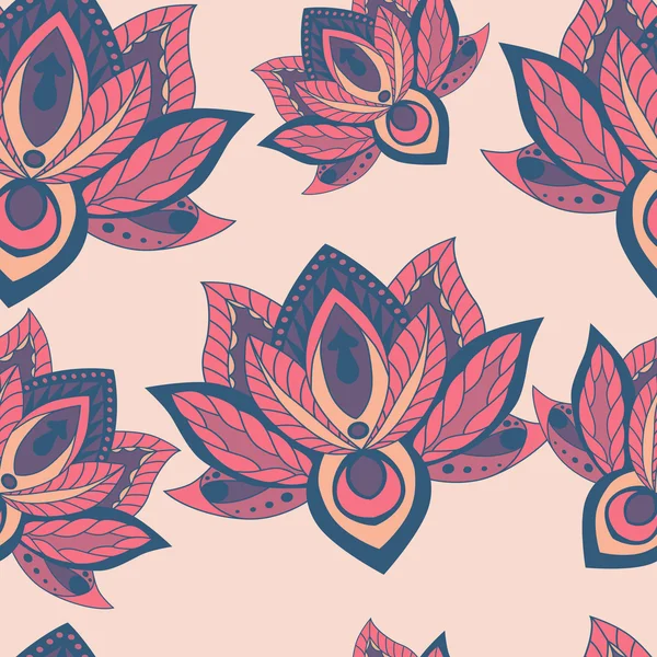 Vektör lotus çiçekleri ile soyut seamless modeli. Soyut ve