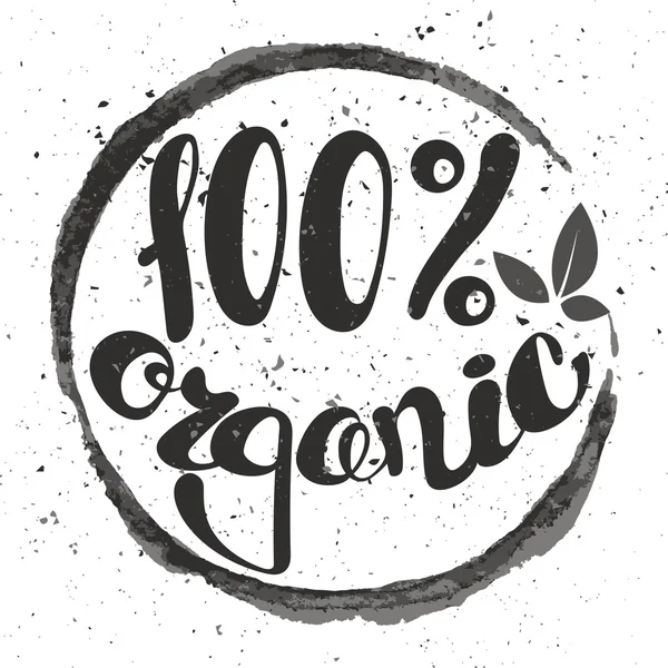 Logo 100% Bio mit Blättern. Schriftzug 100% Bio. 100% Orga — Stockvektor