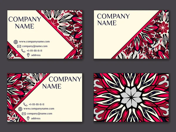 Vector vintage business card set. Beauty designs. Front page and — Stock Vector