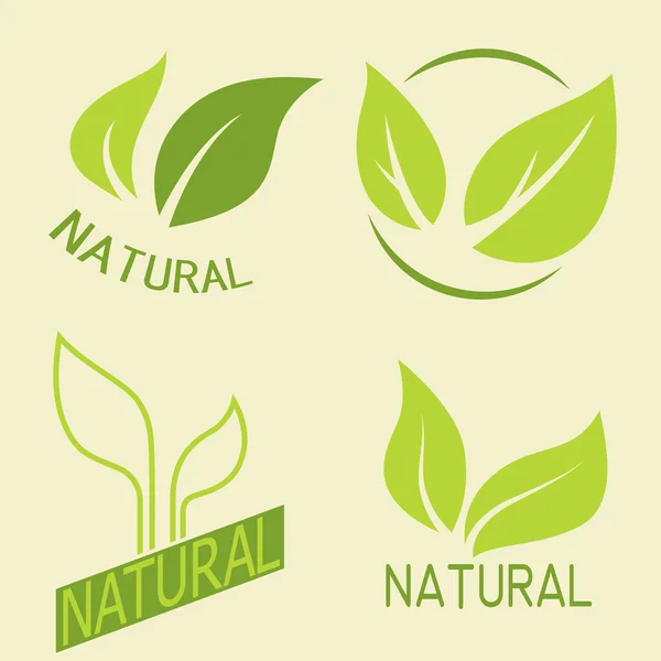 Conjunto de rótulos, logotipos com texto. Natural, comida ecológica. Alimentos biológicos — Vetor de Stock