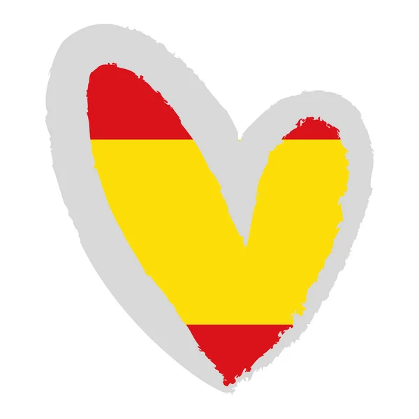 Bandeira de Spain in heart shape . — Vetor de Stock