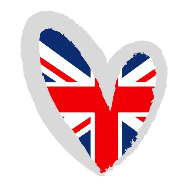 Flaga Wielkiej Brytanii w kształcie serca. — Wektor stockowy