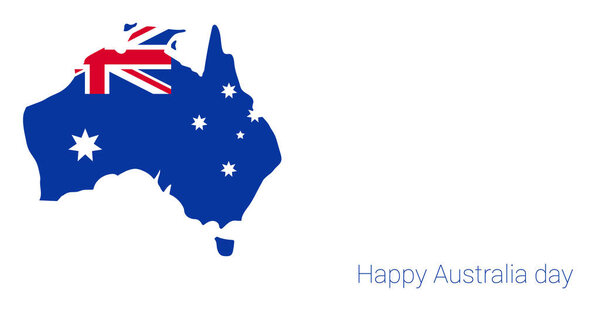 Счастливого австралийского дня. Карта Австралии с флагом и сердцем. Векторная иллюстрация