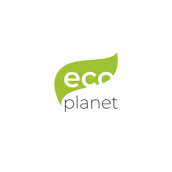 Logo Planety Eco Zielonymi Liśćmi Naturalne Ekologiczne Naturalna Odznaka Dla — Wektor stockowy