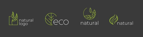 Etikettenset Logos Mit Text Natürlich Ökologisch Eco Logo Natürliches Logo — Stockvektor
