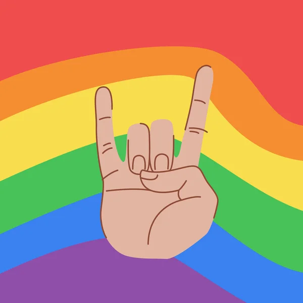 Design Cartaz Lgbt Conceito Lgbt Gesto Mão Pedra Sinal Rock —  Vetores de Stock