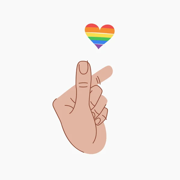 Mini Finger Heart Zeichen Mit Herz Lgbt Farben Die Finger — Stockvektor