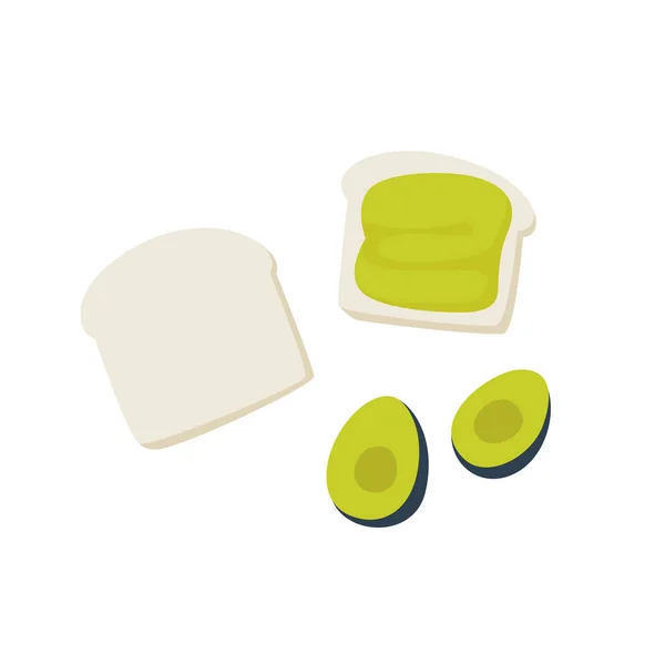 Hand Drawn Avocado Toasts Avocado Cut Half Trendy Avocado Healthy — Stock Vector