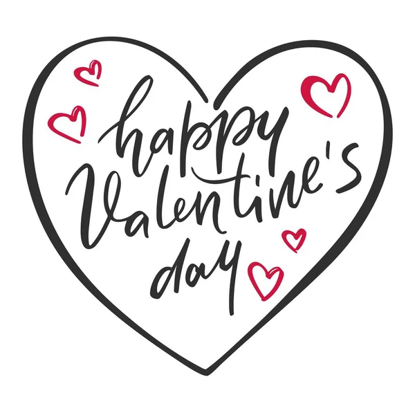 Happy Valentine Day Lettering Modern Handwritten Poster Vector Illustrator — Stock Vector