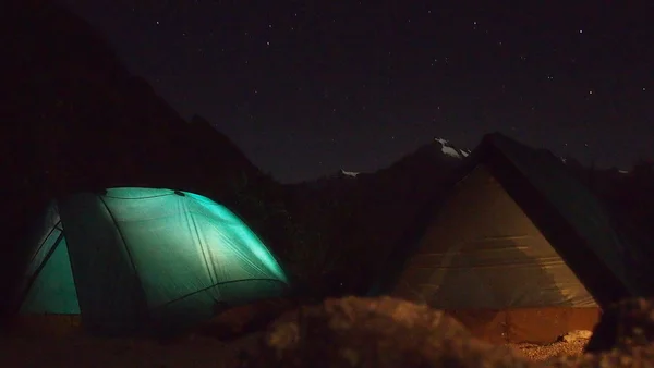 Campamento Camino Inca por la noche — Foto de Stock