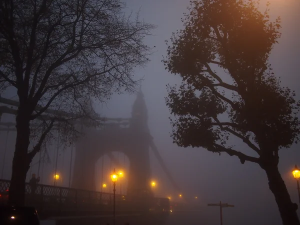 Brücke an einem nebligen Tag — Stockfoto