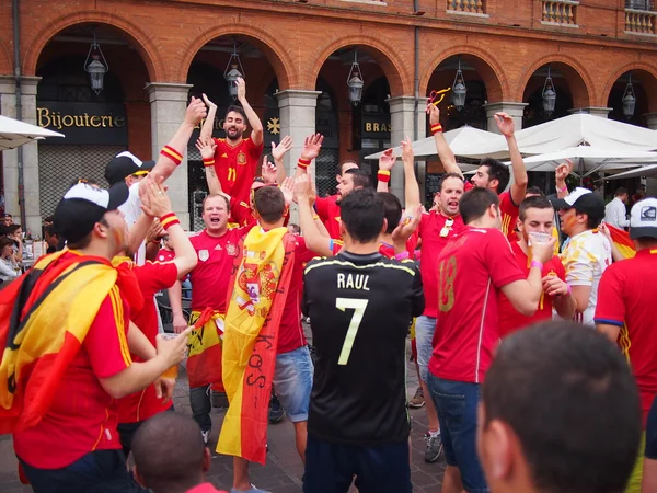 Spaniens Fans feiern — Stockfoto