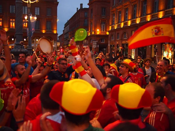 Spain fans partying — Stock Photo, Image