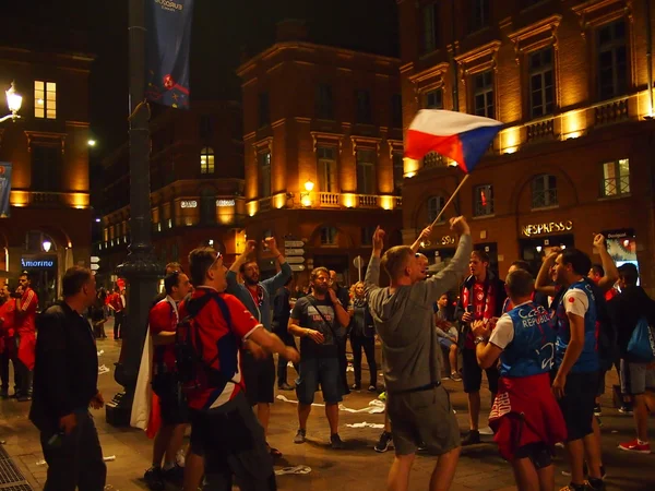 Spain fans partying — Stock Photo, Image