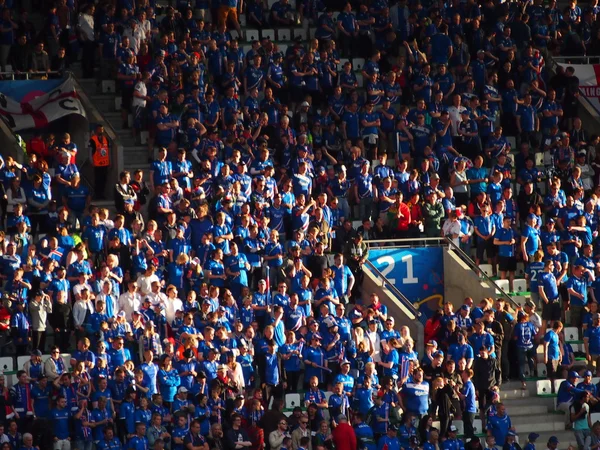 Iceland fans celebrate — Stock Photo, Image