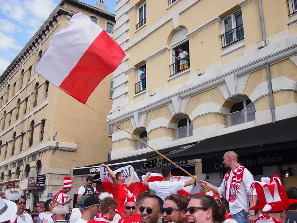 Poland fans marching — Stock Photo, Image