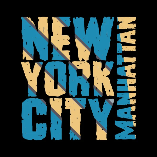 グラフィック デザイン、t シャツ マンハッタン ニューヨーク タイポグラフィ — ストックベクタ