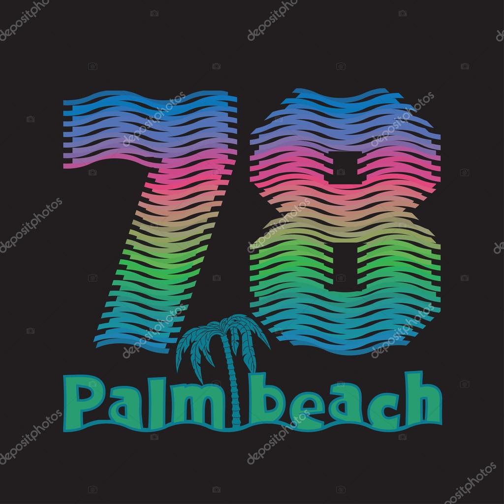 Palm beach, Miami Beach, Florida surfing t-shirts, T-shirt inscription, typography graphic design emblem