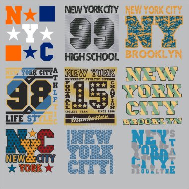 t-shirt, New York tipografi, tasarım grafik ayarla