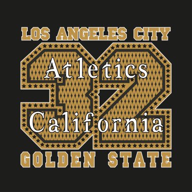 Los Angeles Ca, atletics, altın, moda tipografi
