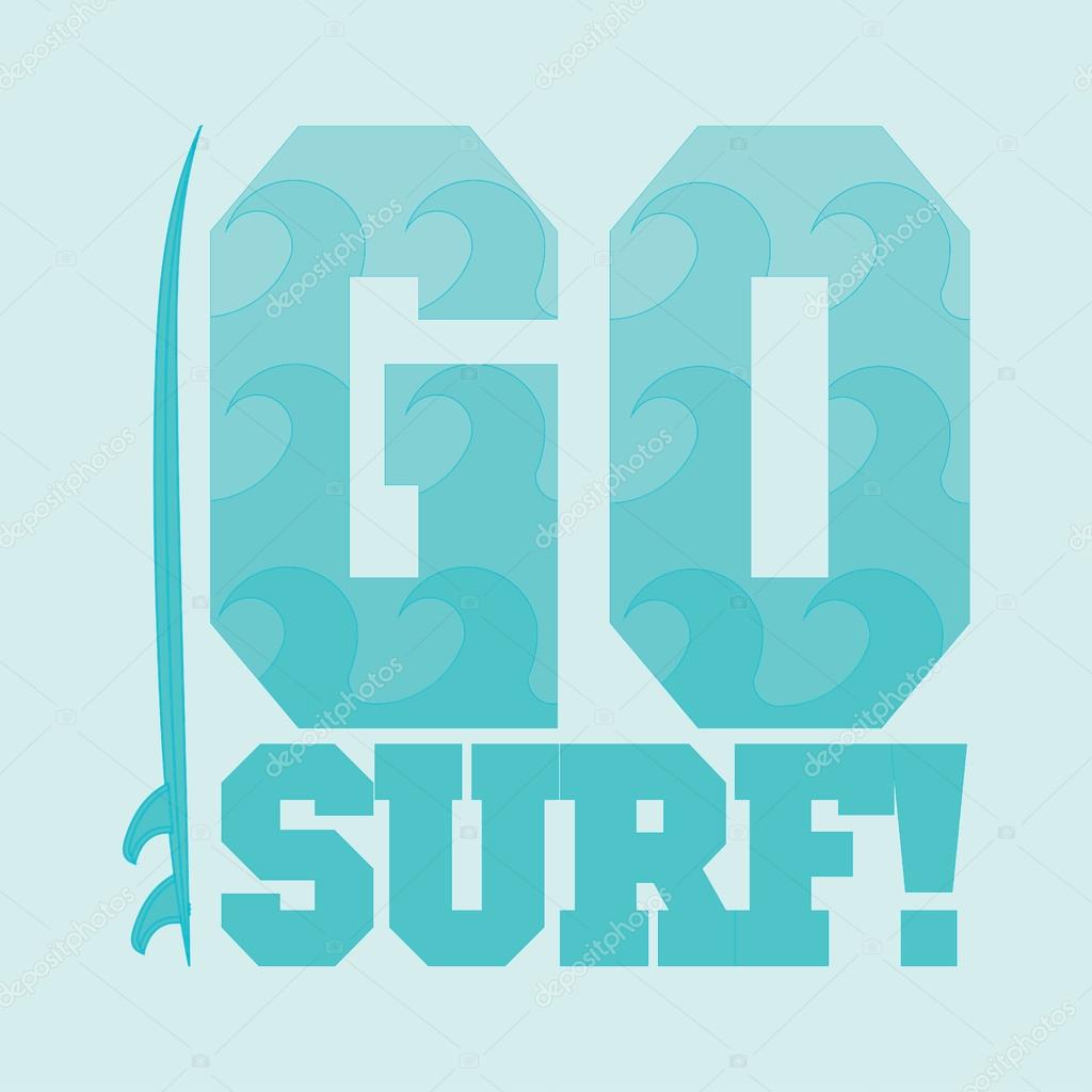 Go surfing, Miami Beach, Florida surfing t-shirts, T-shirt inscription, typography graphic design emblem