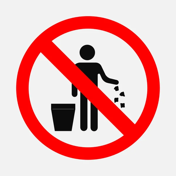 ごみを捨てることを禁止します。 — ストックベクタ