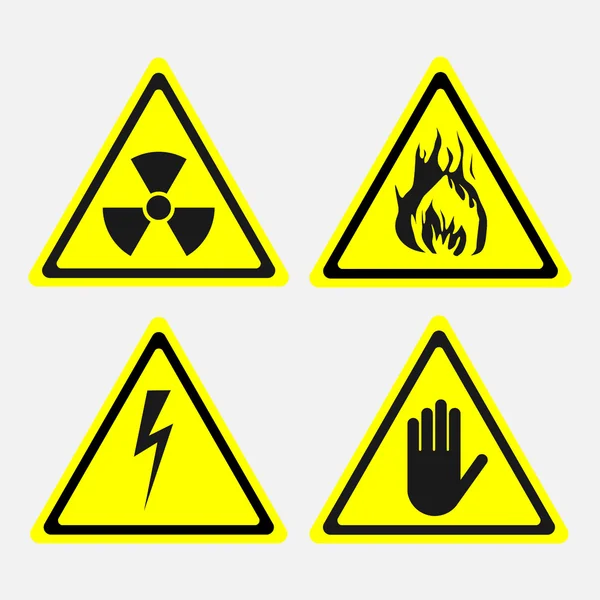 Etiquetas, conjunto, amenazas biológicas, radiación, peligro de electricidad , — Archivo Imágenes Vectoriales