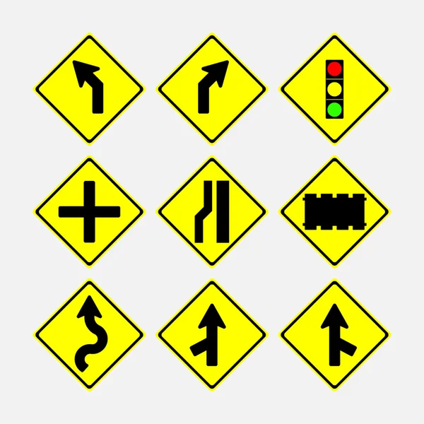 Set of road signs, direction of movement — Stock Vector