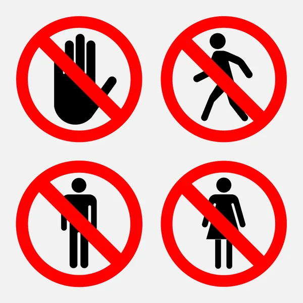 Set of prohibition signs, the passage — Stock Vector