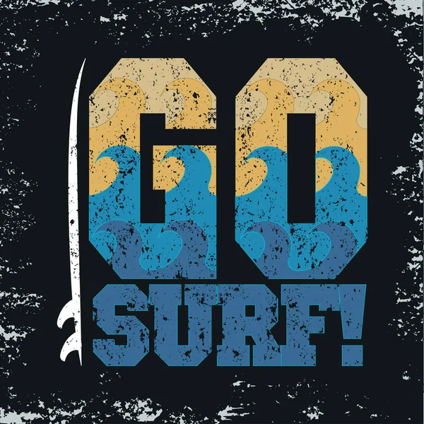 go surfing, Miami Beach, Florida surfing t-shirts,t-shirt inscription, typography graphic design emblem, stylish printing design for sports wear apparel
