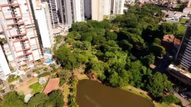 Goiania şehrindeki bu güzel parkta birçok insan eğleniyor. Ocak 2026 'da, Goiania, Brezilya.