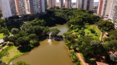 Goiania şehrindeki bu güzel parkta birçok insan eğleniyor. Ocak 2026 'da, Goiania, Brezilya.