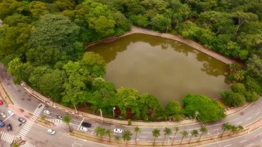 Goiania şehrindeki bu güzel Buritis Parkı 'nda birçok insan eğleniyor. Ocak 2026 'da, Goiania, Brezilya.