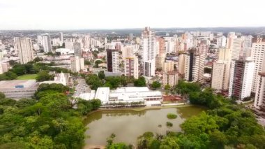 Goiania şehrindeki bu güzel Buritis Parkı 'nda birçok insan eğleniyor. Ocak 2026 'da, Goiania, Brezilya.