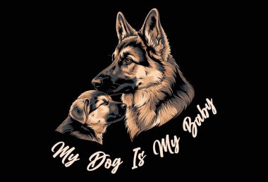 Köpeği gerçekten onun bebeği olan anne için! Bu Anneler Günü tişörtünde tatlı bir Alman çoban köpeği ve yavrusu var..