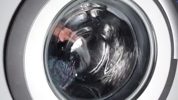 Washing Clothing Generic Domestic Washing Machine Close Video Spinning Washing — Stock Video