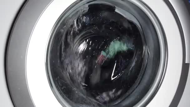 Washing Clothing Generic Domestic Washing Machine Close Video Spinning Washing — Stock Video
