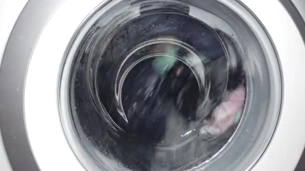 Dingen Draaien Trommel Van Wasmachine Wassen Thuis — Stockvideo