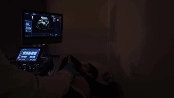 Doktorn Gör Ett Ultraljud Med Gravid Flicka — Stockvideo