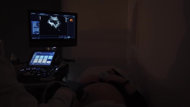 Doktorn Gör Ett Ultraljud Med Gravid Flicka — Stockvideo