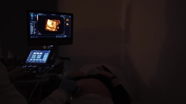 医者は妊娠中の女の子と超音波セッションを実行しています — ストック動画