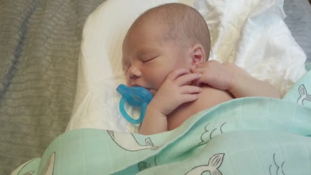 Bebek Yatak Kozasında Yatıyor — Stok video
