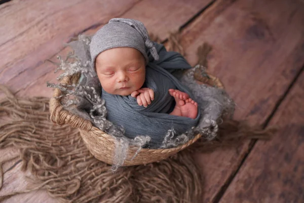 Sleeping Newborn Boy First Days Life Newborn Photo Session Stock Image