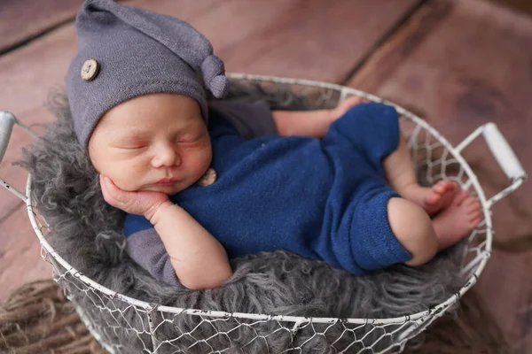 Sleeping Newborn Boy First Days Life Newborn Photo Session Stock Image